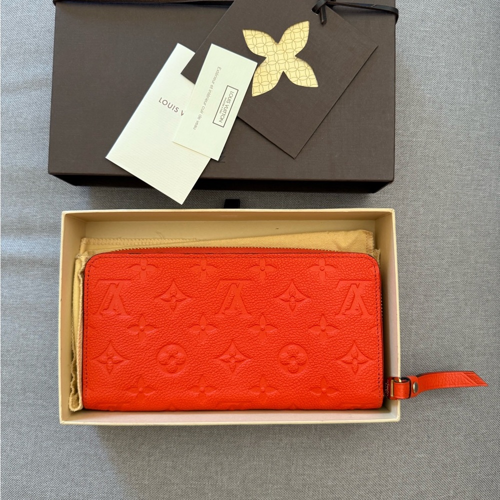 LOUIS VUITTON Zippy Wallet Monogram Empreinte Leather – Orange Cerise